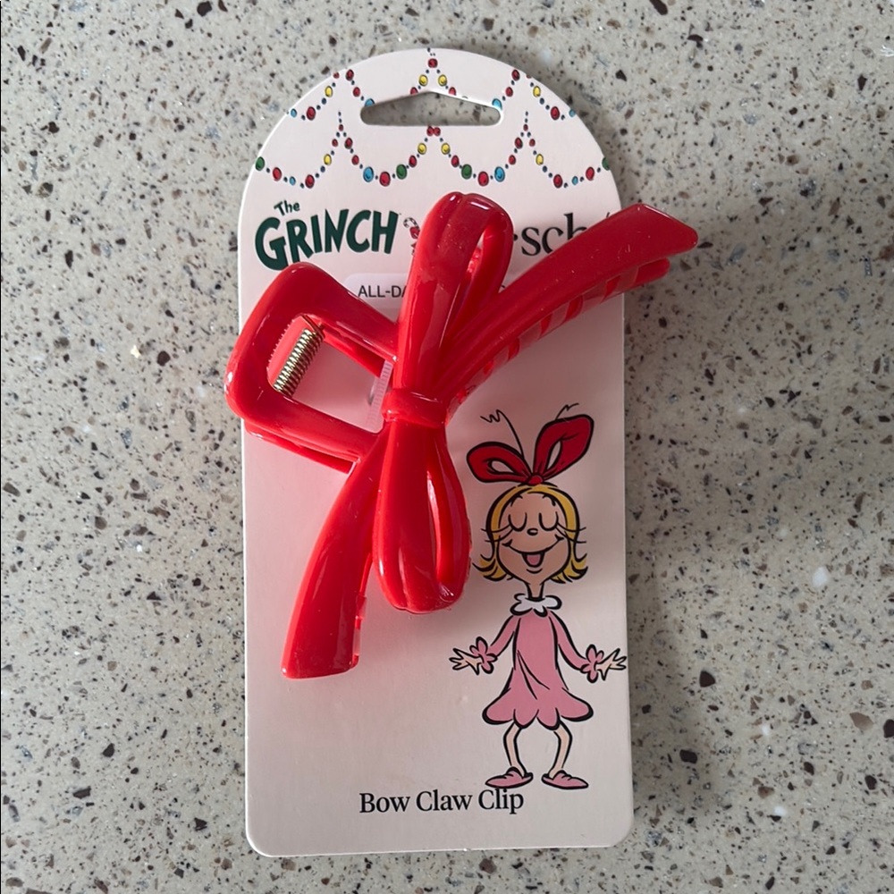 Kitsch Grinch Dr. Seuss Red Bow Claw Clip 🎀